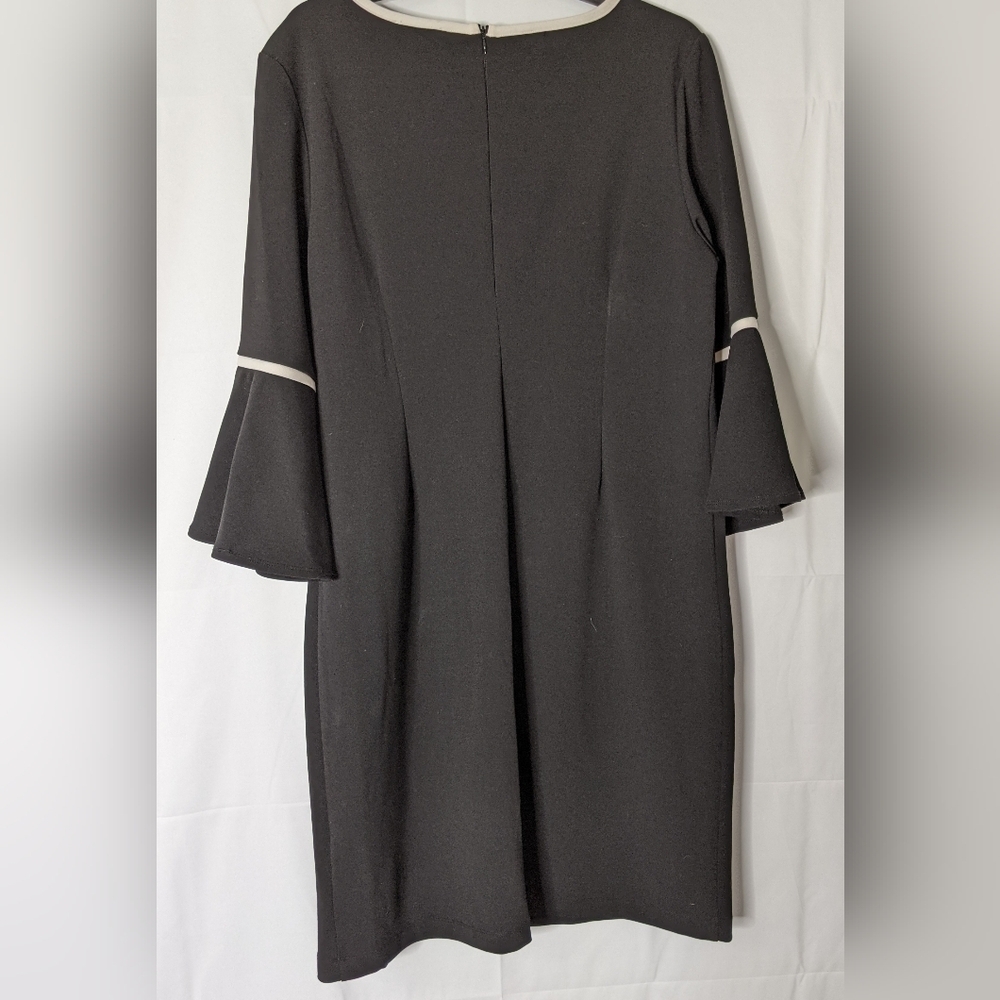 Ronni Nicole 3/4 Sleeves Black Dress With Contrasting Trim Knee Length Size 14 - Picture 6 of 8